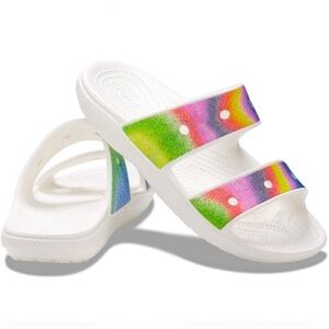 Crocs Unisex Classic Tie Dye Two-Strap Sandals Slide Women’s 9 Men’s 7